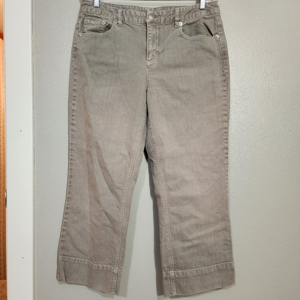 Tommy Hilfiger Women's Size 12 Gray Denim Jeans Straight Crop Casual Pants‎